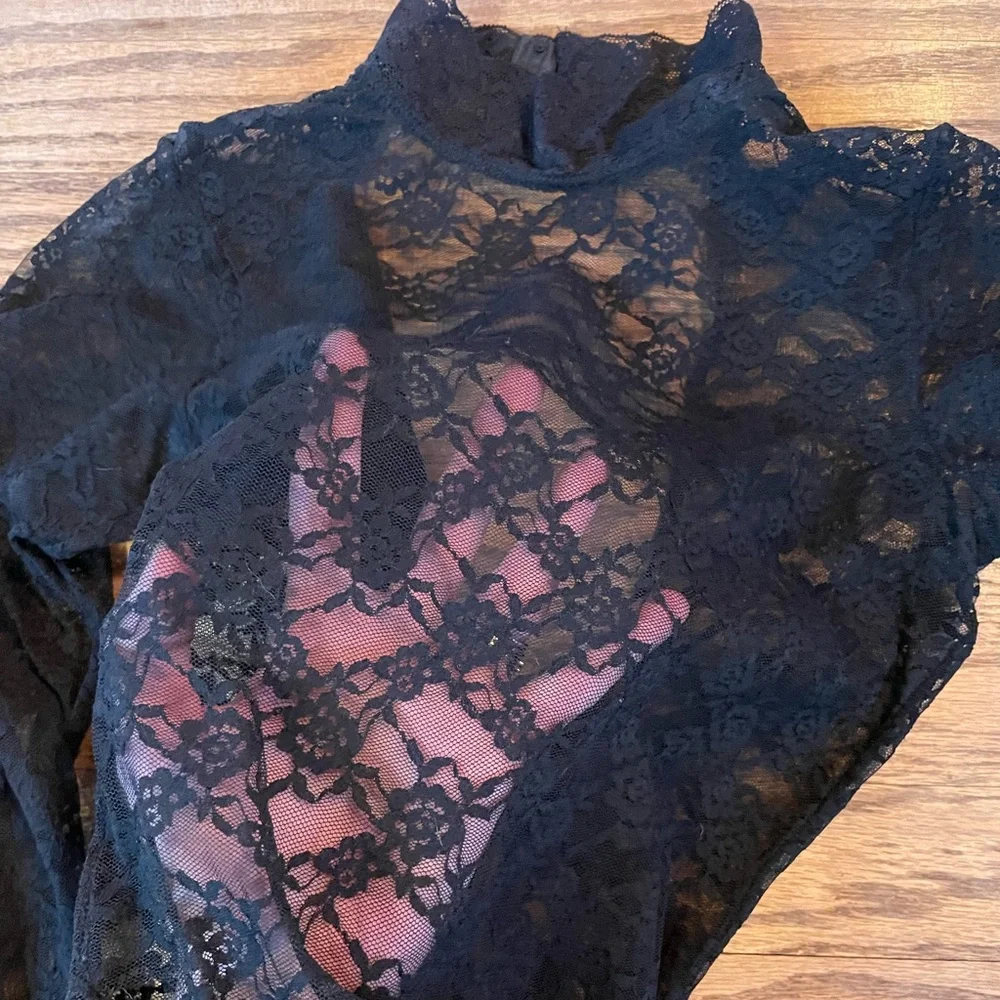 H&M sheer black lace bodysuit, size XS - Picture 4 of 5